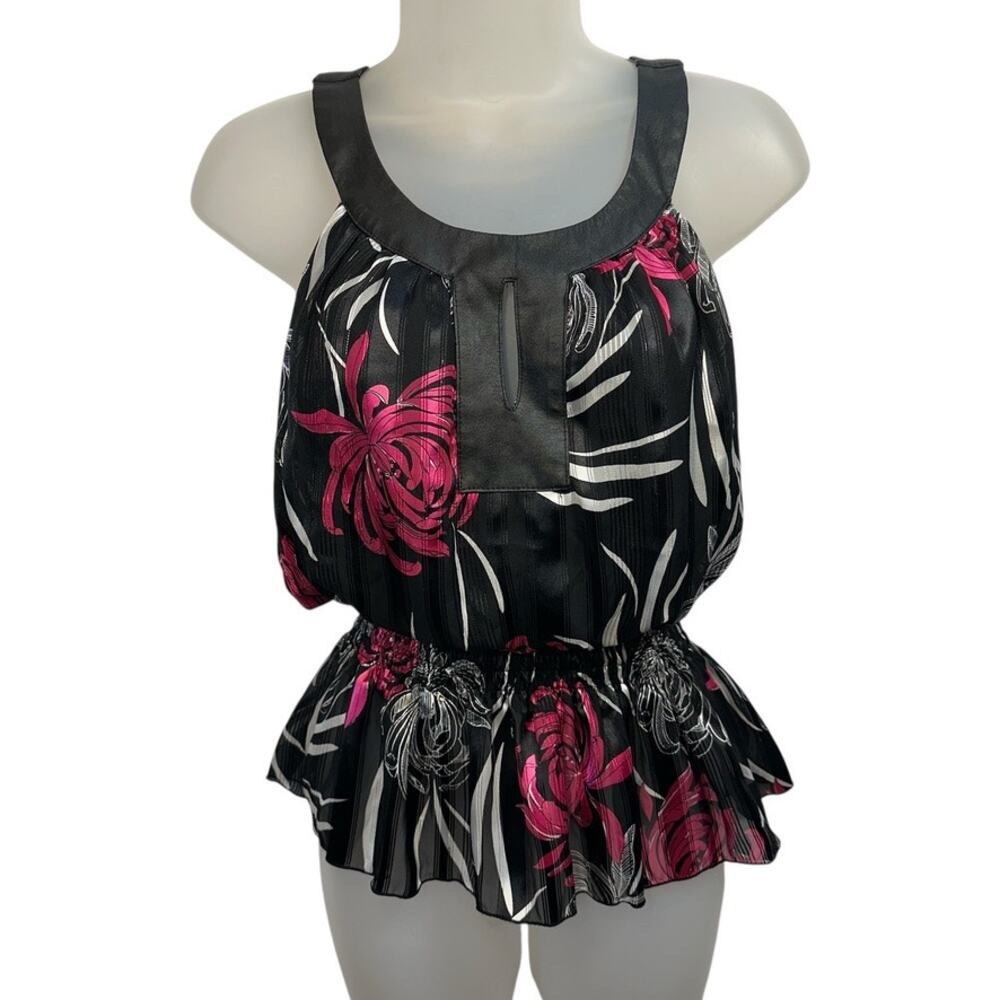 Y2K Babydoll Peplum Halter Top Floral Pleated Ruffle Keyhole Festival Indie SZ S
